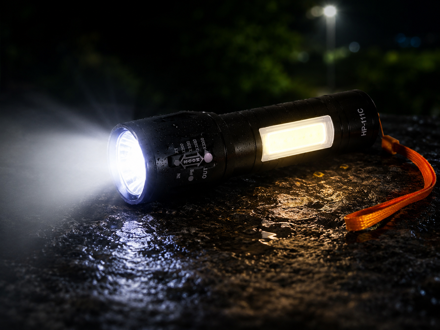 Rechargeable LED Flashlight – 50W High Power Torch with COB Side Light & USB-C Charging