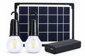 Multi-Function Solar Light Kit with solar panel, two wireless LED bulbs and 5000mAh power bank