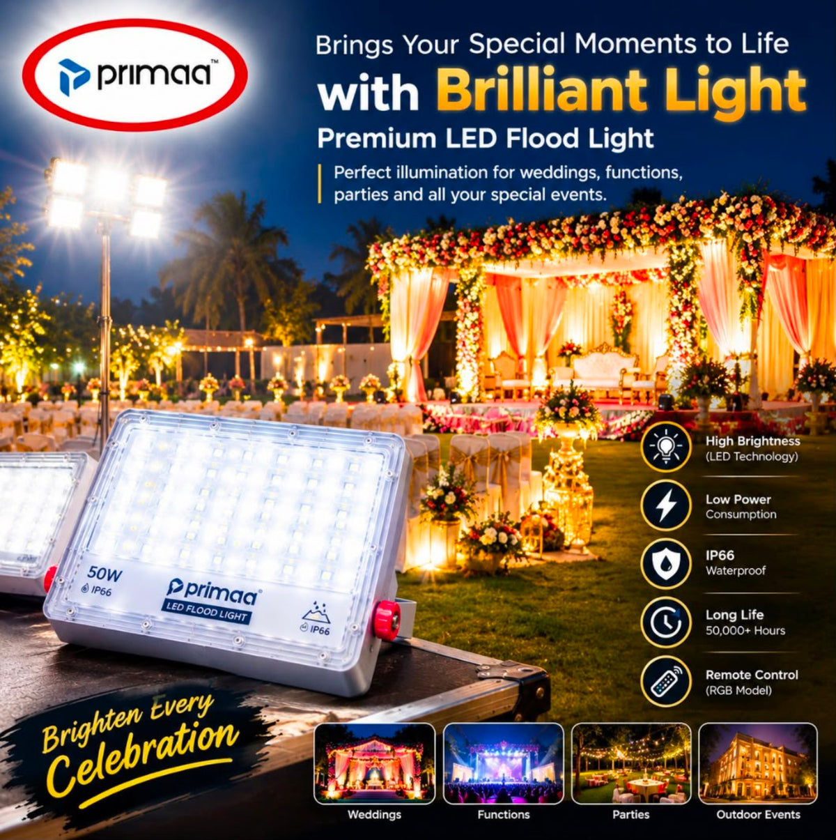 Primaa Premium RGB Flood Light 200W