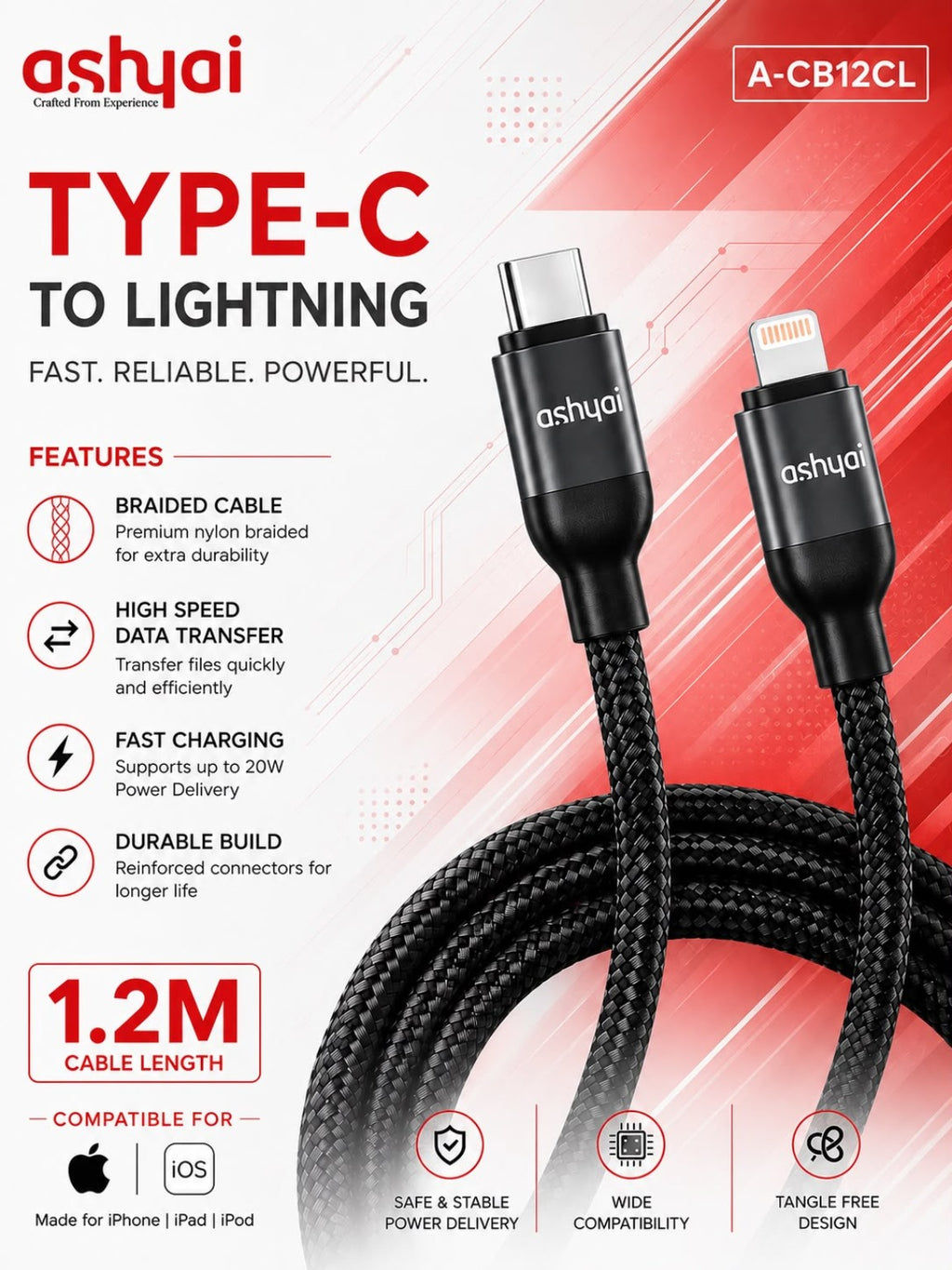 Ashyai Type-C to Lightning Cable A-CB12CL