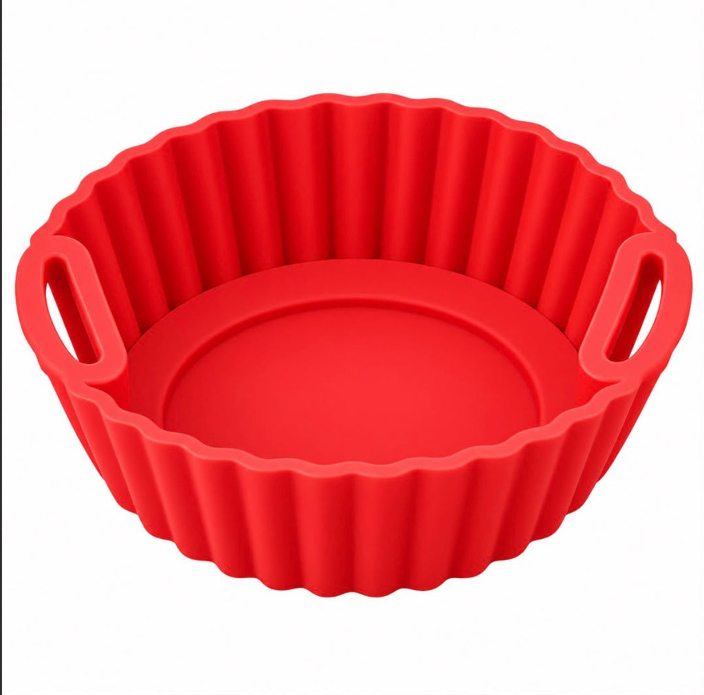 Red silicone air fryer basket product image