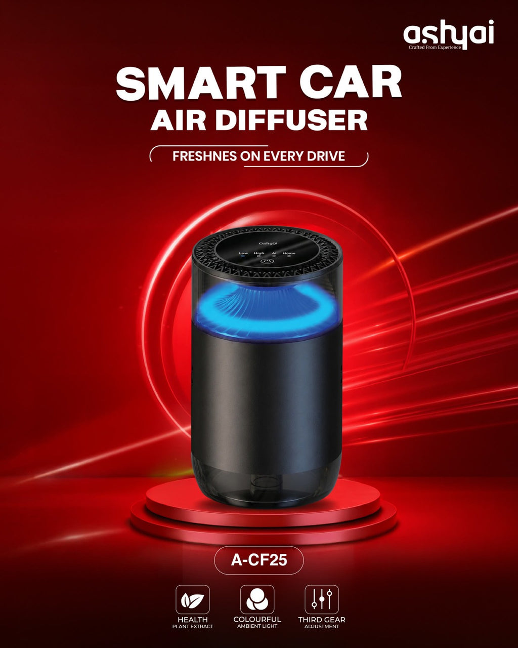 ASHYAI A-CF25 Car Air Humidifier Aroma Diffuser