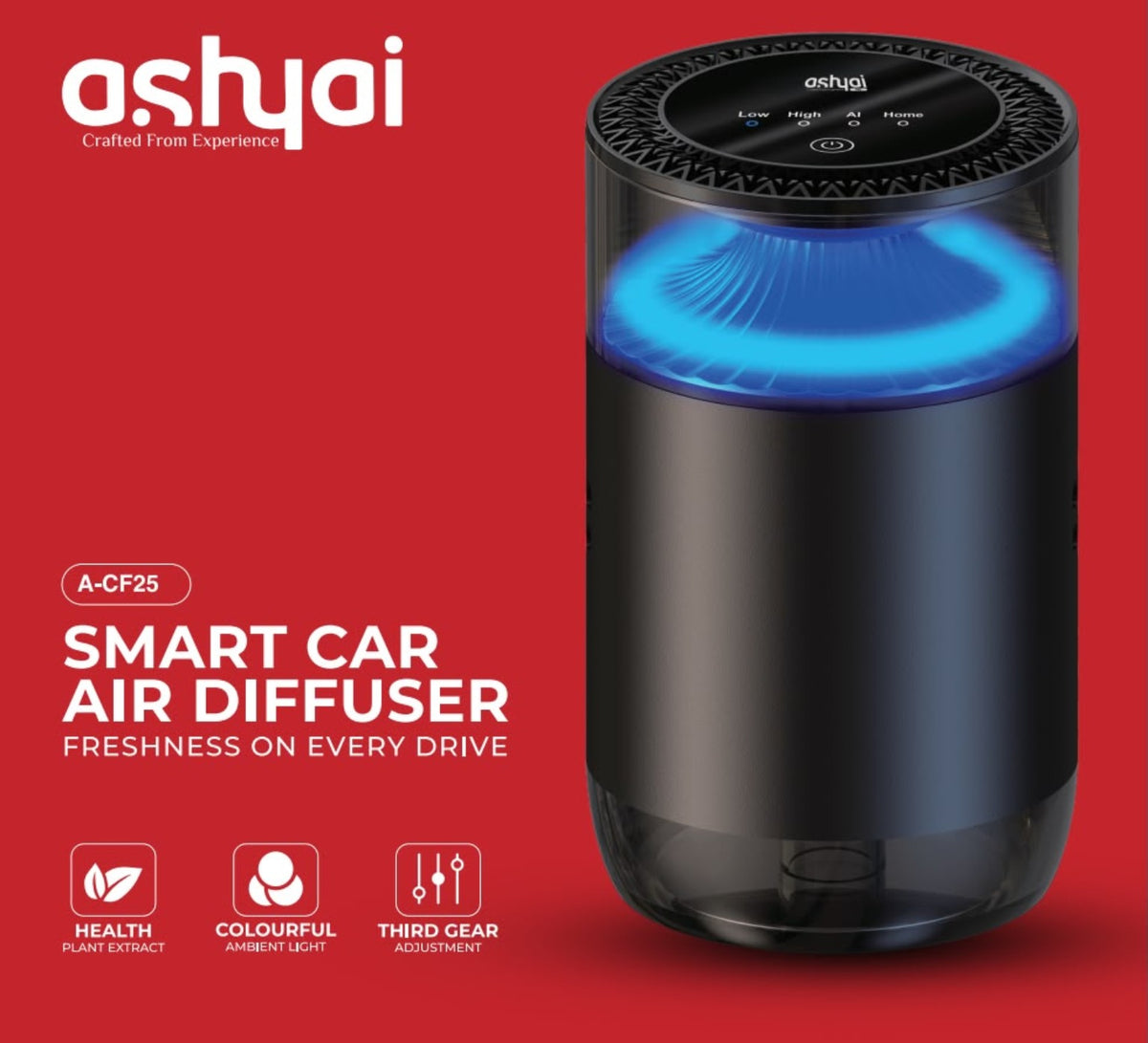 ASHYAI A-CF25 Car Air Humidifier Aroma Diffuser