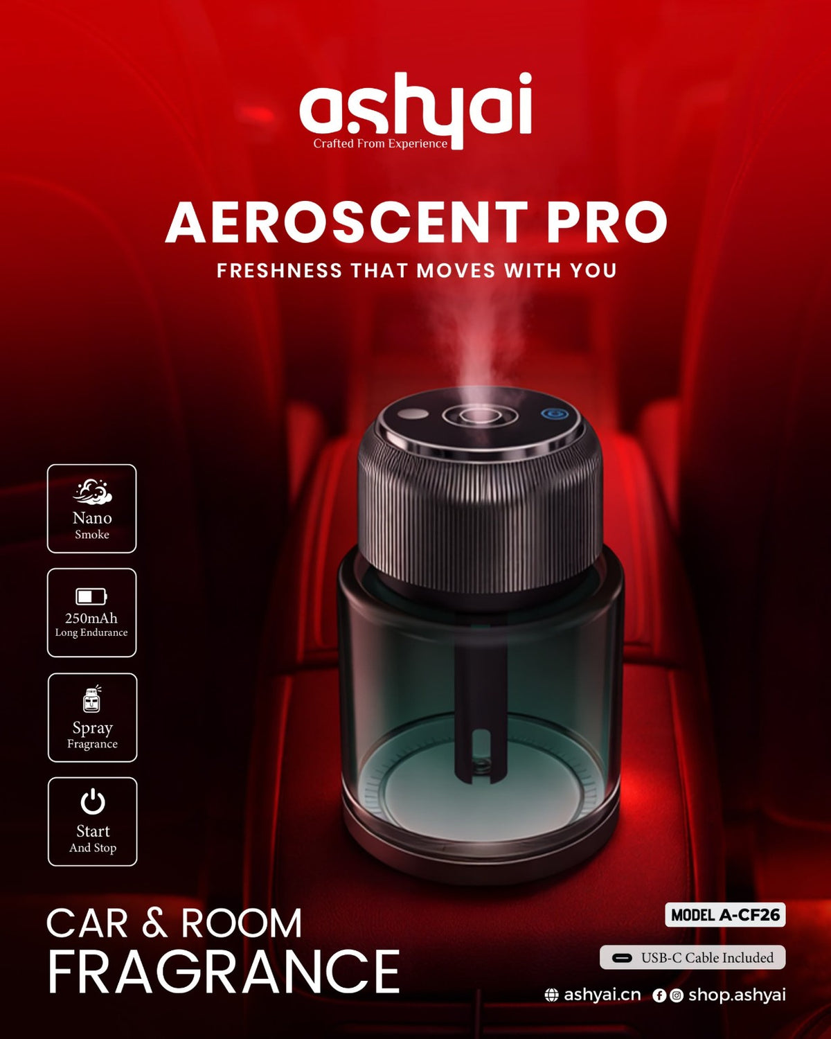 ASHYAI Aeroscent Pro A-CF26 Car and Room Fragrance