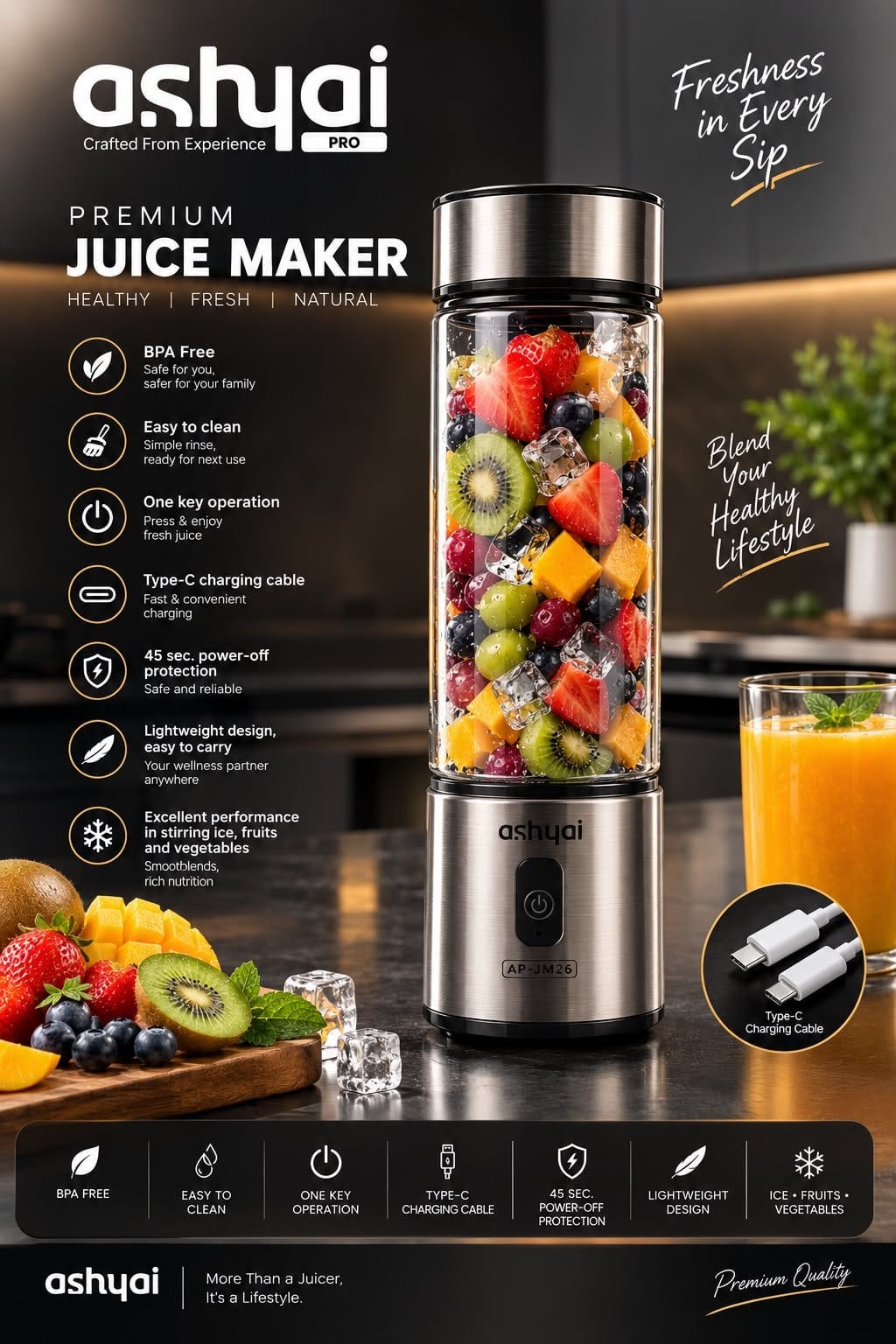 ASHYAI Premium Portable Juice Maker