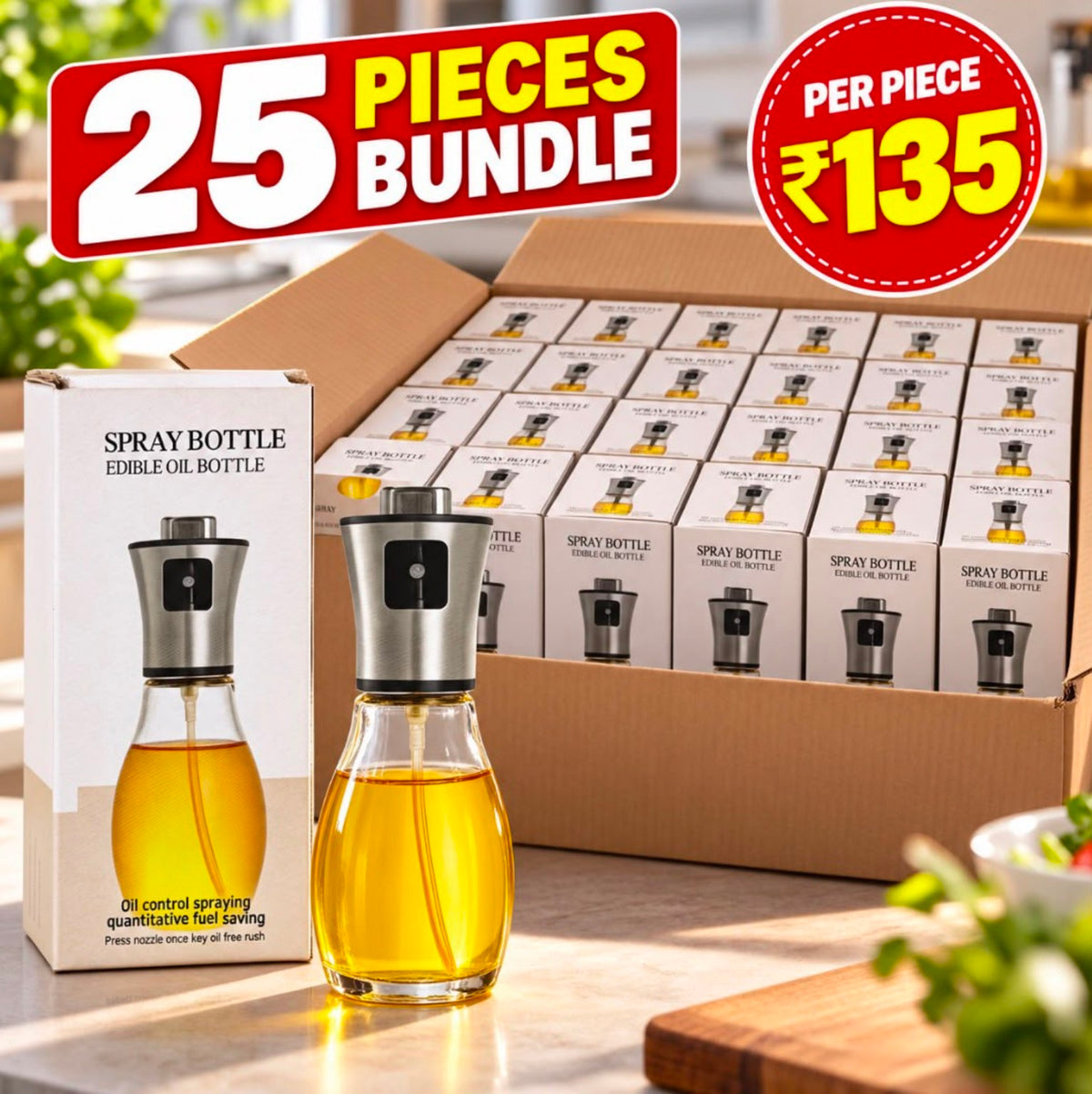 Edible Oil Spray Bottle 25 Piece Bundle