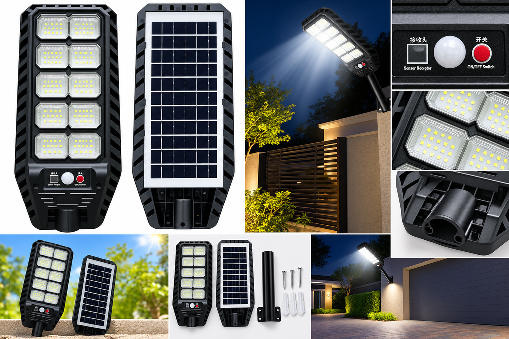 300W 180 LED Ultra Bright Solar Street Light with PIR Motion Sensor & Light Control