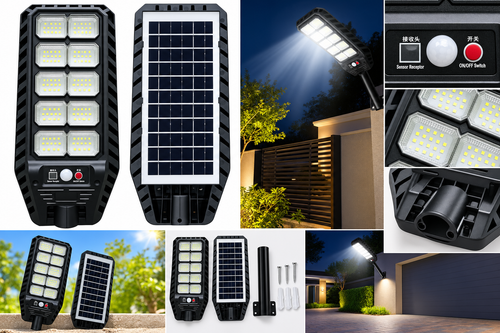 300W 180 LED Ultra Bright Solar Street Light with PIR Motion Sensor & Light Control