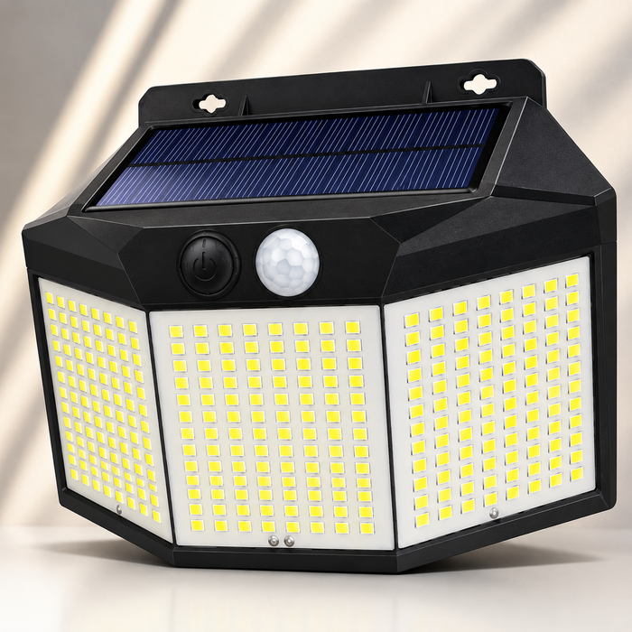 432 LED Solar Wall Light with PIR Motion Sensor – 3 Head Outdoor Security Light
