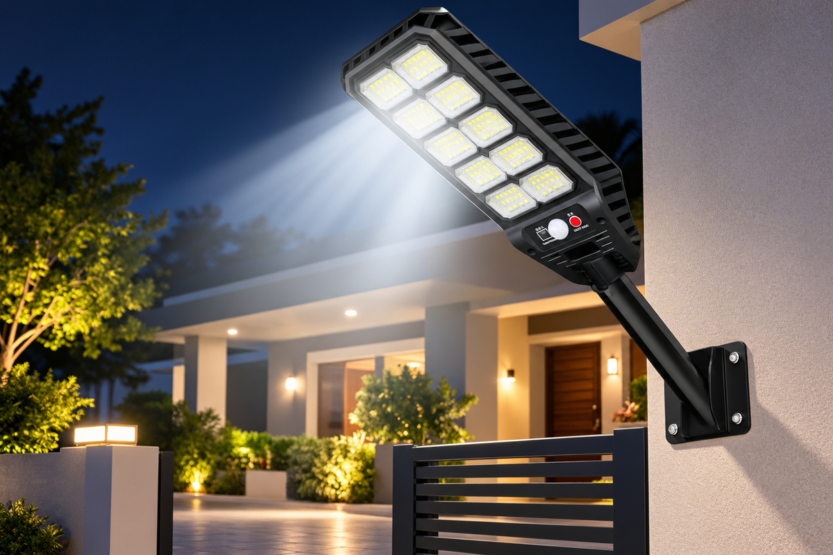 300W 180 LED Ultra Bright Solar Street Light with PIR Motion Sensor & Light Control