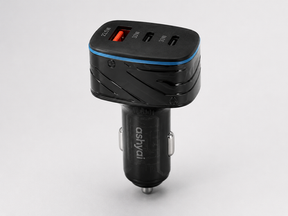 Ashyai 82.5W Dual PD Car Charger2× USB-C PD 30W + USB-A 22.5W Fast Charging Adapter