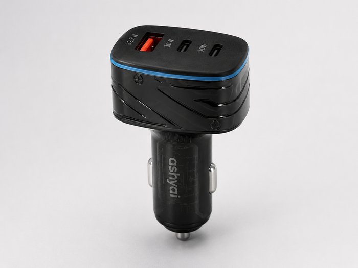 Ashyai 82.5W Dual PD Car Charger2× USB-C PD 30W + USB-A 22.5W Fast Charging Adapter