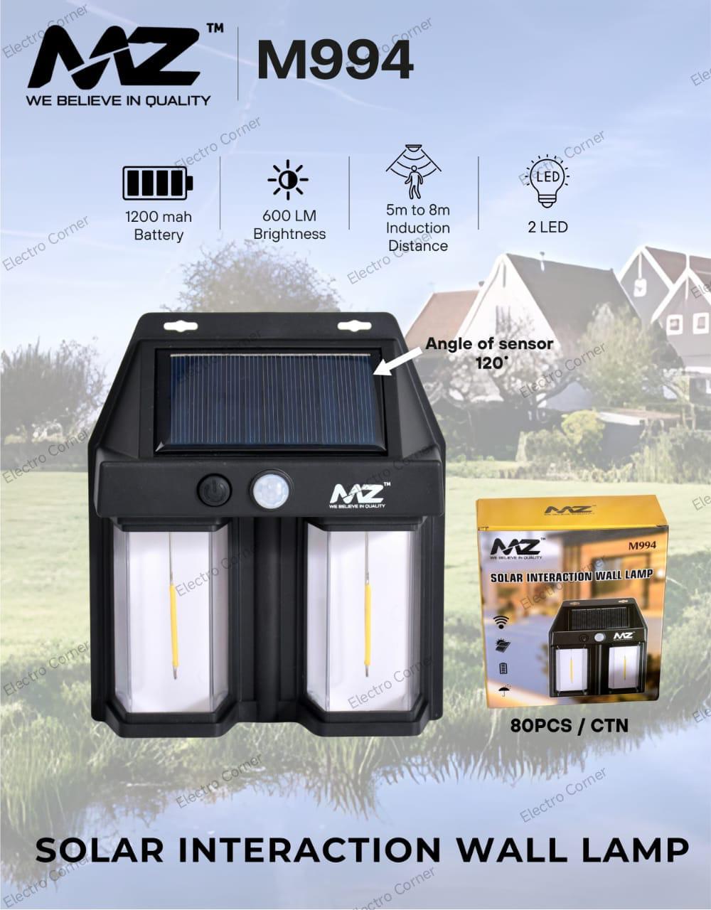 MZ M994 Solar Motion Sensor Wall Lamp – Dual LED Outdoor Security Light
