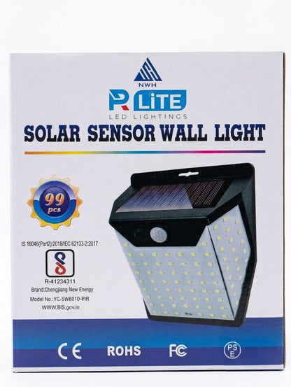 99 LED Solar Sensor Wall Light – PIR Motion Sensor | 3 Lighting Modes | IP65 Waterproof