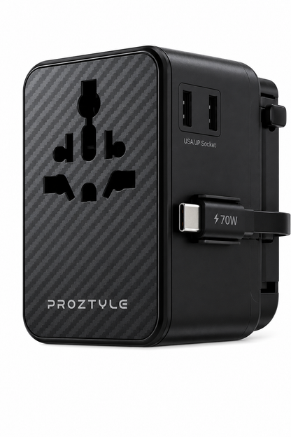 PROZTYLE 70W Universal Travel Adapter with USB-C Fast Charging