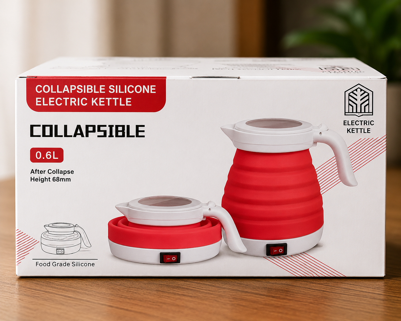 Portable Silicone Electric Kettle – 0.6L Travel Foldable Water Boiler