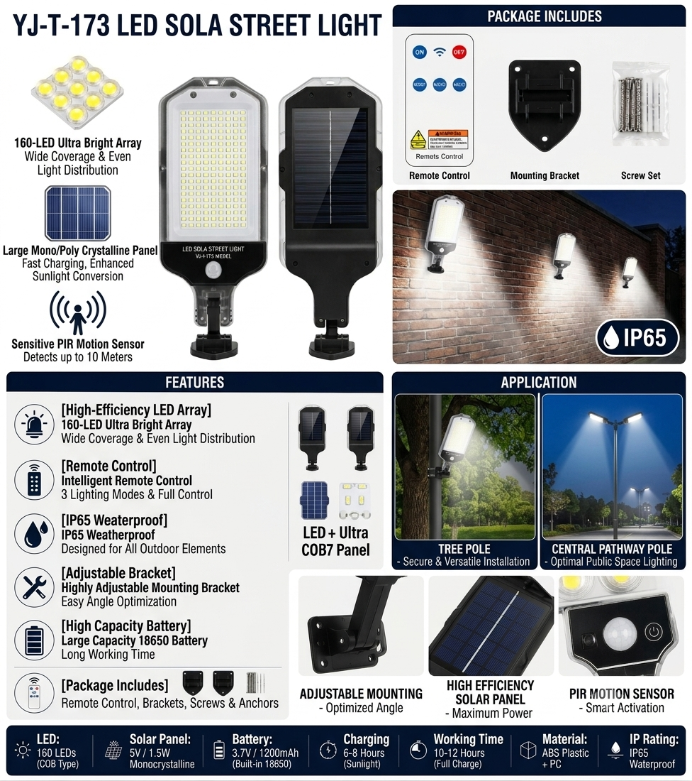Solar Street Light with Remote Control | Motion Sensor | Waterproof