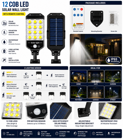 Solar Street Light with Remote Control | Motion Sensor | Waterproof