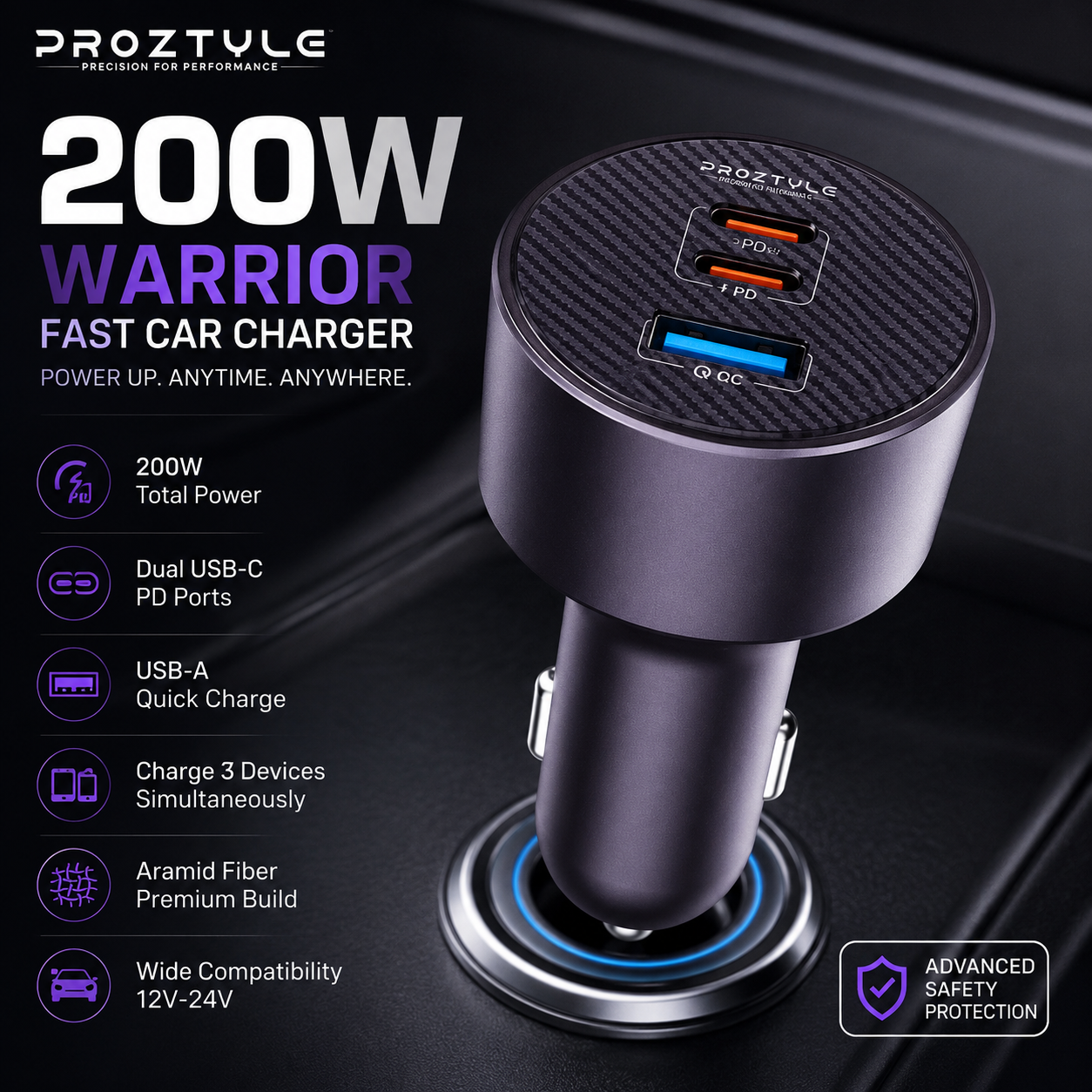 Proztyle 200W Warrior Fast Car Charger