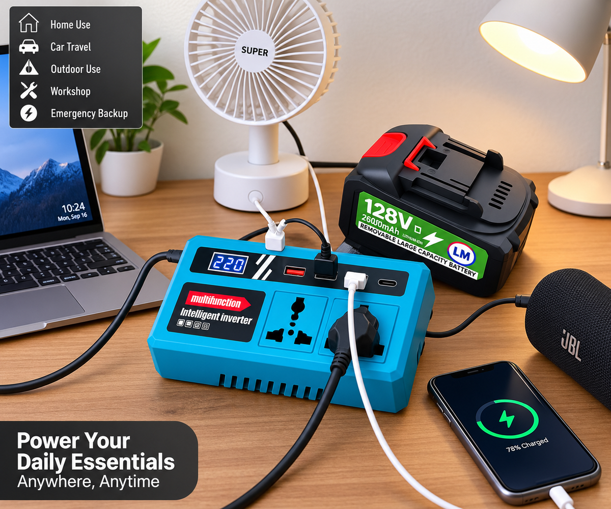 Multifunction Intelligent Power Inverter – 18V/21V Battery to 180V/220V AC