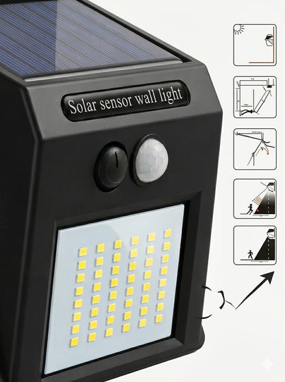 64 LED Solar Wall Light with PIR Motion Sensor