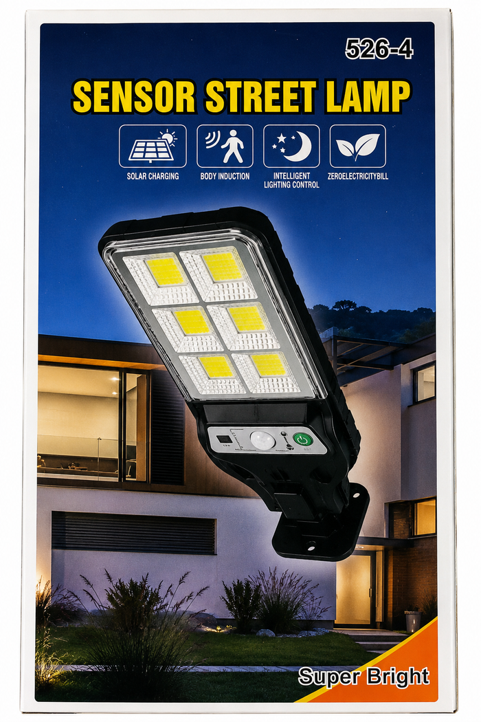 Solar Sensor Street Lamp - Motion Sensor LED Outdoor Light with Remote Control