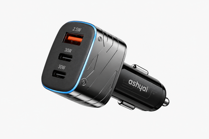 Ashyai 82.5W Dual PD Car Charger2× USB-C PD 30W + USB-A 22.5W Fast Charging Adapter
