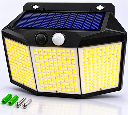 432 LED Solar Wall Light with PIR Motion Sensor – 3 Head Outdoor Security Light