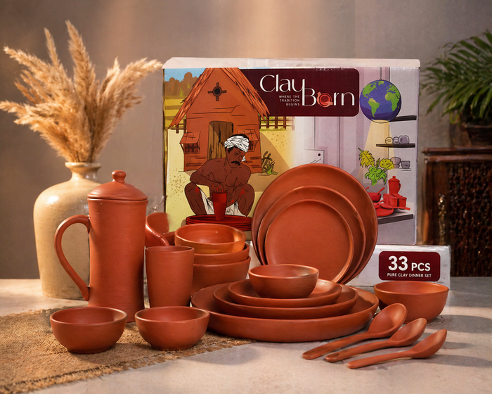 33 PCS Pure Clay Dinner Set | Softibuy