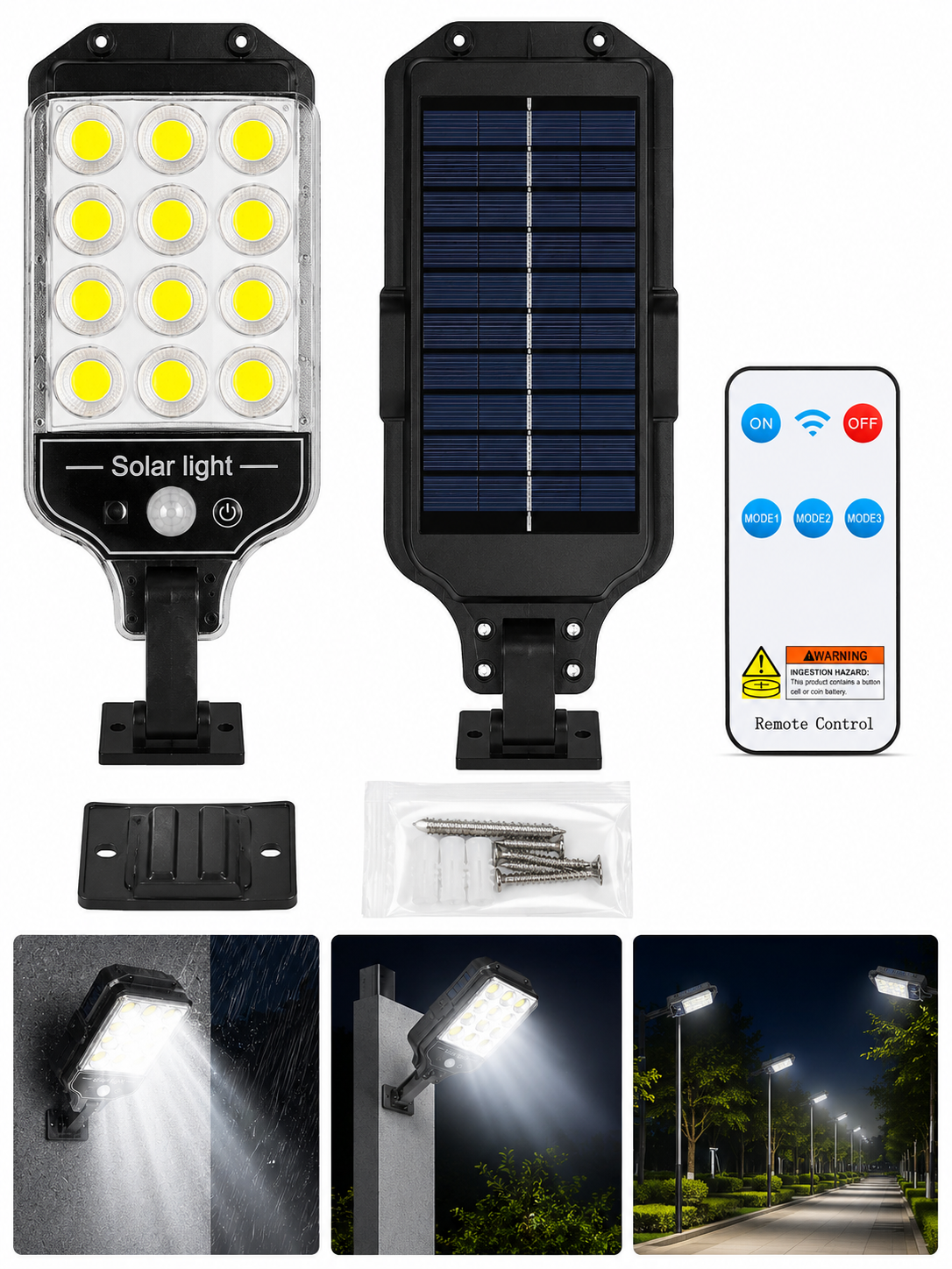 Solar Street Light with Remote Control | Motion Sensor | Waterproof