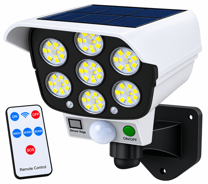 Solar Sensor Light 77 SMD LED with PIR Motion Sensor & Remote Control – Outdoor Wall Light