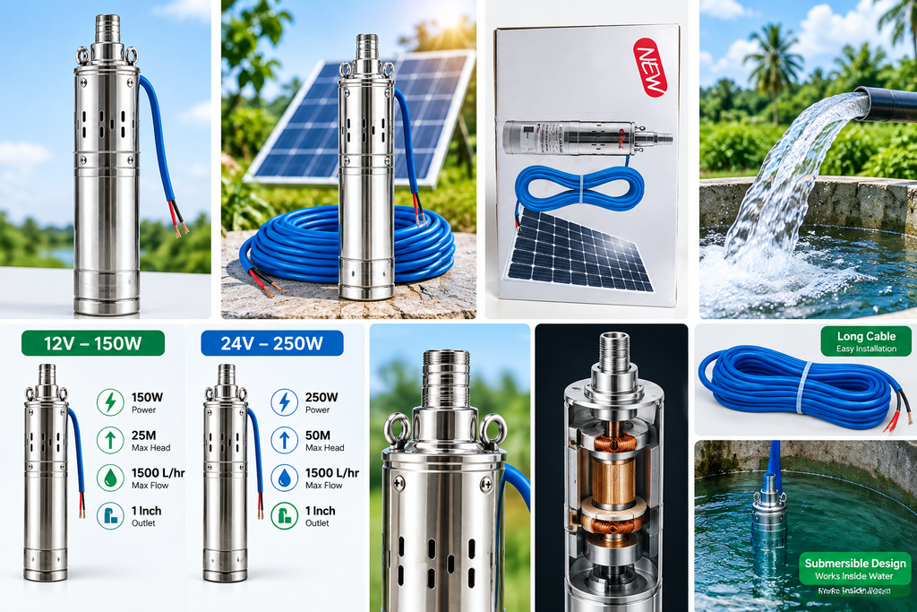 Solar DC water pump – 12V 150W and 24V 250W model comparison